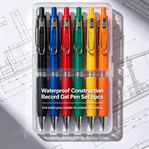 waterproof construction record gel pen set 6pcs