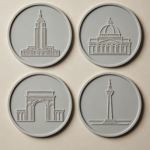 architectural outline silicone coaster 4pcs