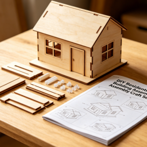 wooden building assembly model kit